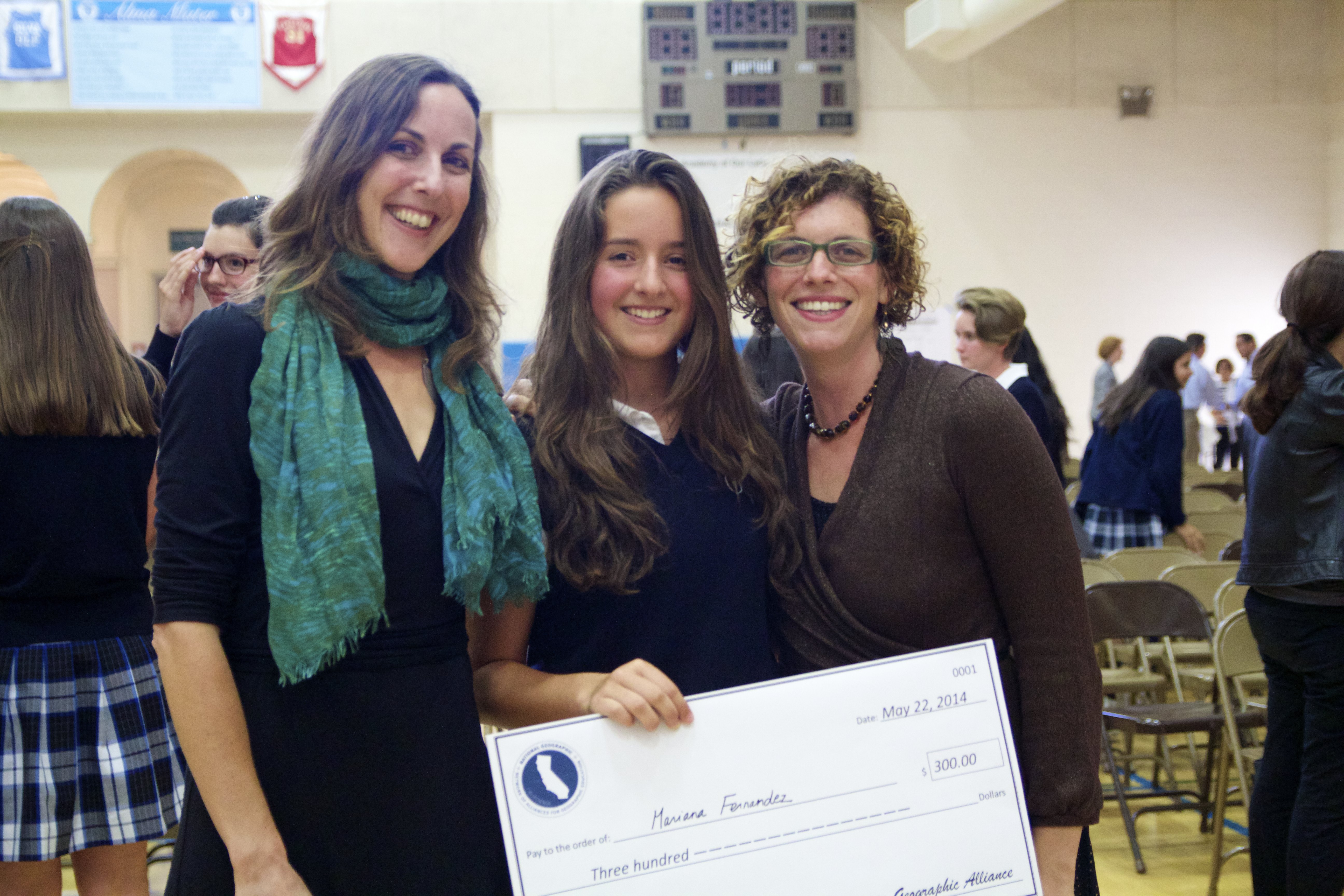 Kate Swanson, Mariana Fernandez and Katie Turner at the Academy of Our Lady of Peace Sophomore Award Ceremony in May 2014