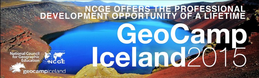 Picture of volcanic lake advertising National Council for Geographic Education's GeoCamp 2015 in Iceland