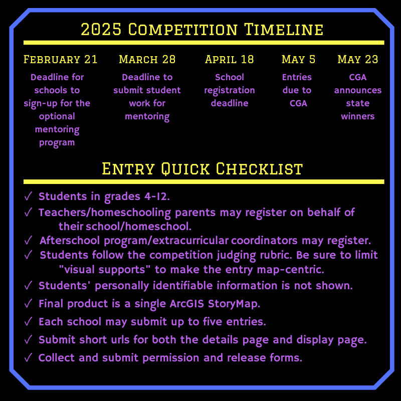 This image includes information about the competition timeline and rules for entry.