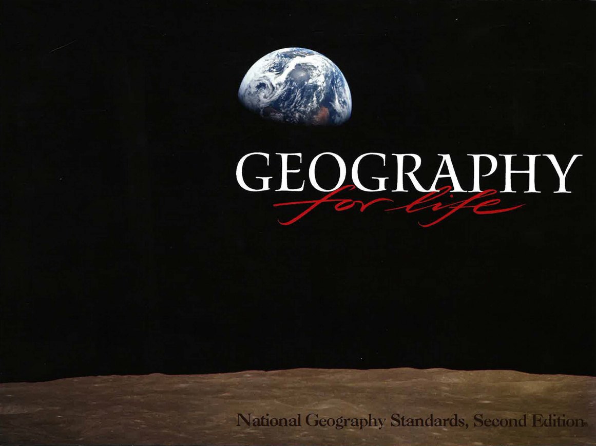 The title Geography for Life appears against the backdrop of a photograph of the Earth taken looking back from the moon.