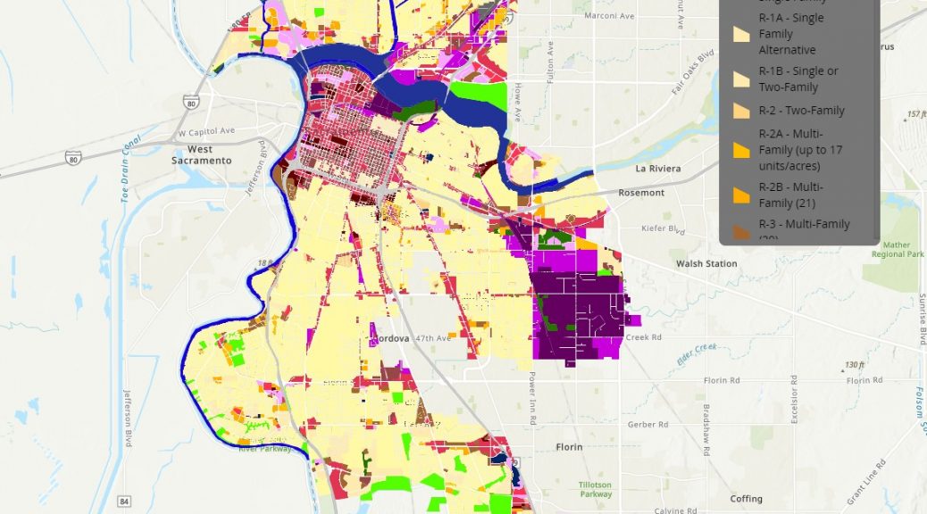 a map included in one student project shows zoning in Sacramento